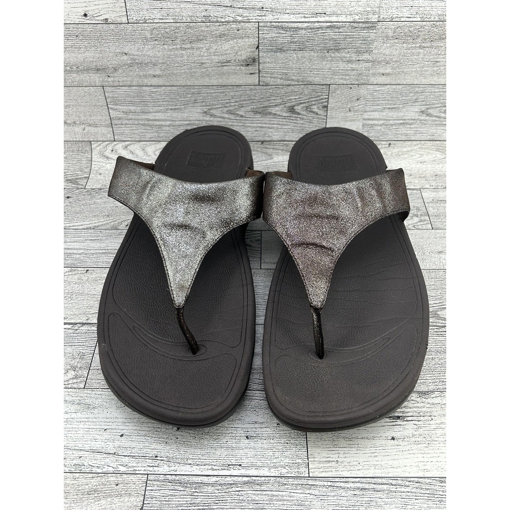 FitFlop Shoes Women Size 10 Brown Toe Post Sandals Thong Comfort Slip On 505-012